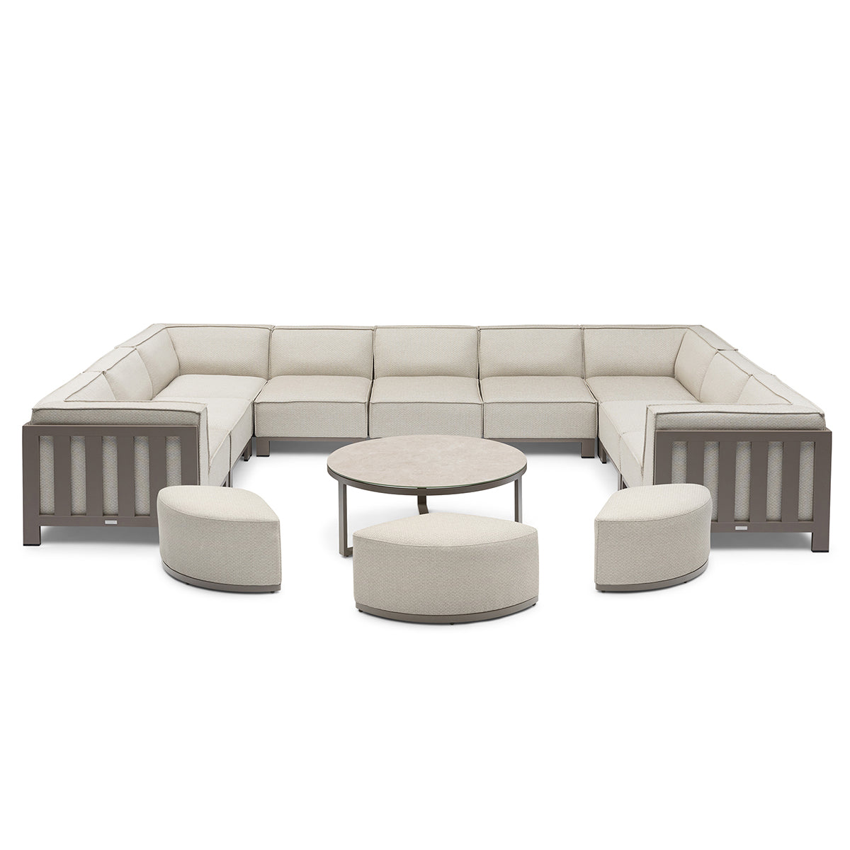 Ibiza U Shape Sofa Set with Round Coffee Table - Latte