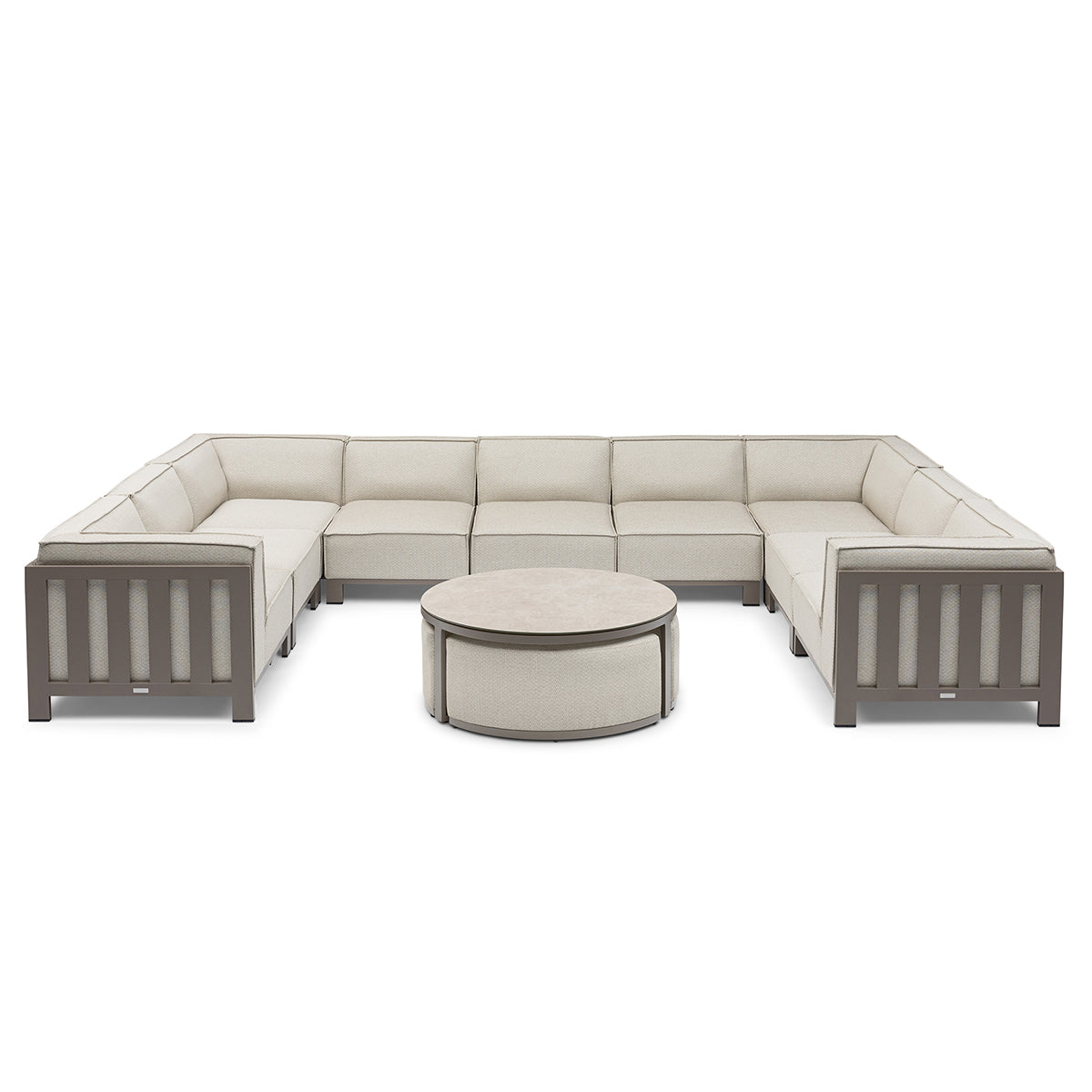 Ibiza U Shape Sofa Set with Round Coffee Table - Latte