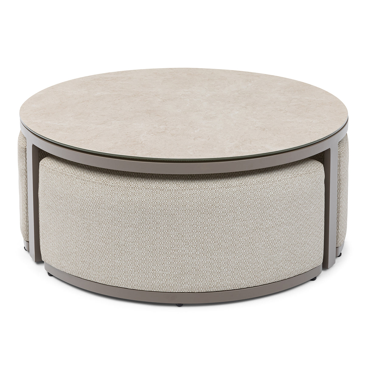 Ibiza U Shape Sofa Set with Round Coffee Table - Latte