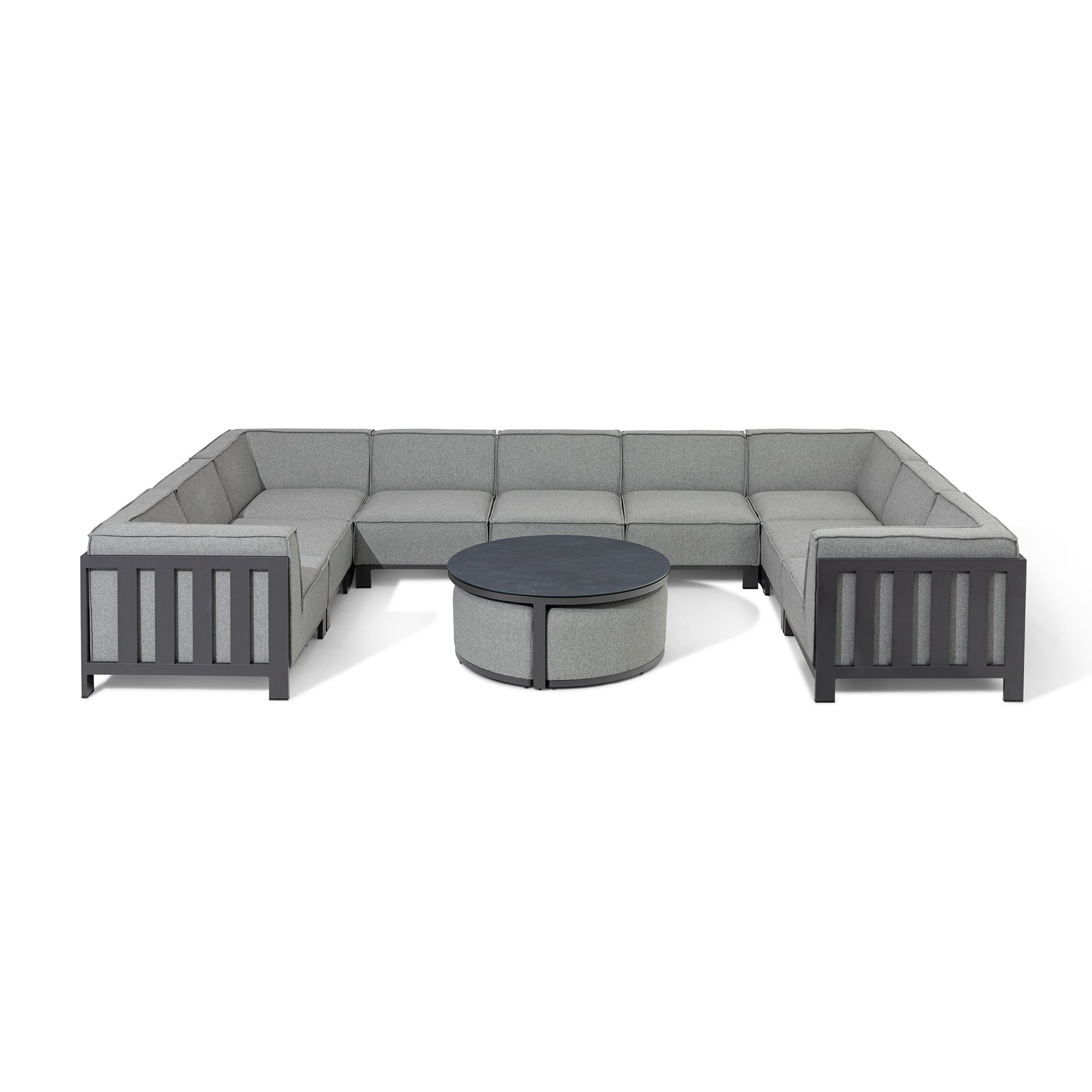 Ibiza U Shape Sofa Set with Round Coffee Table - Zinc Grey
