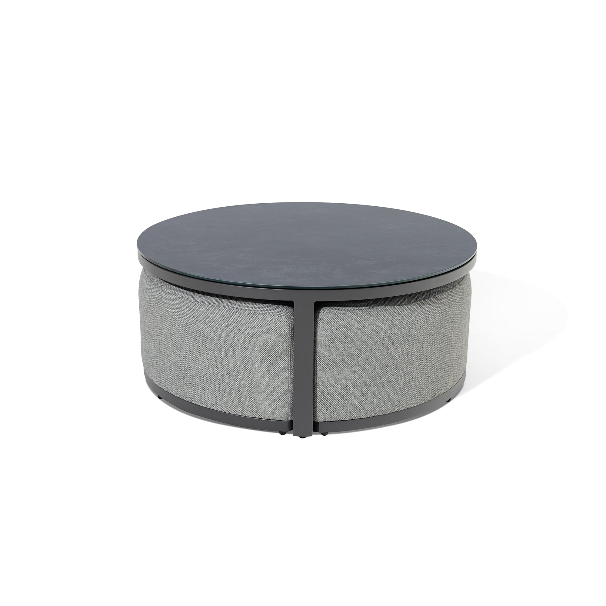 Ibiza U Shape Sofa Set with Round Coffee Table - Zinc Grey