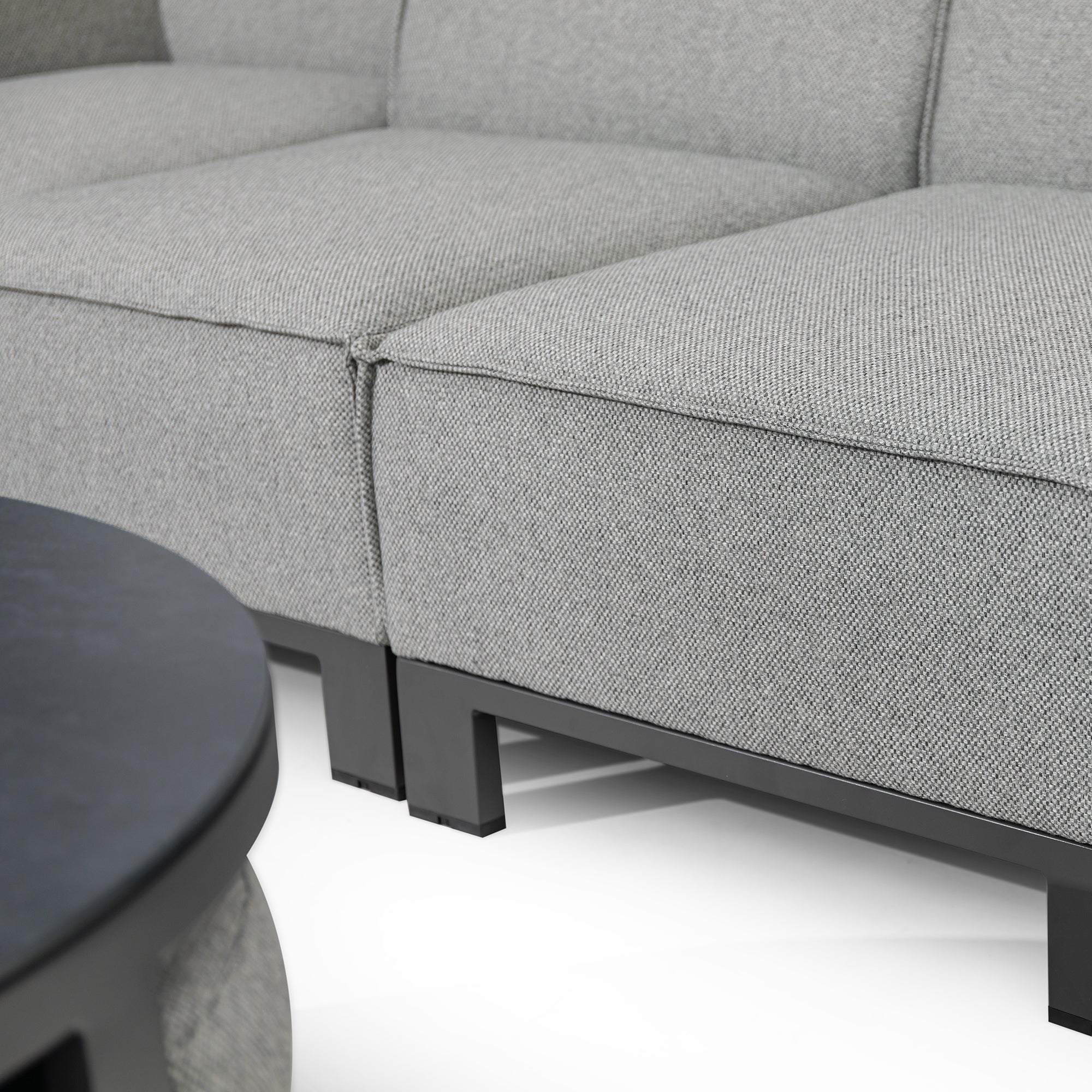 Ibiza U Shape Sofa Set with Round Coffee Table - Zinc Grey