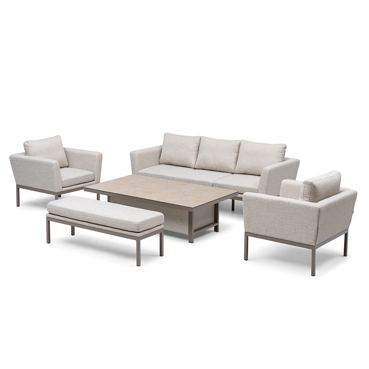 Pulse 3 Seater Sofa Set with Rising Table - Latte