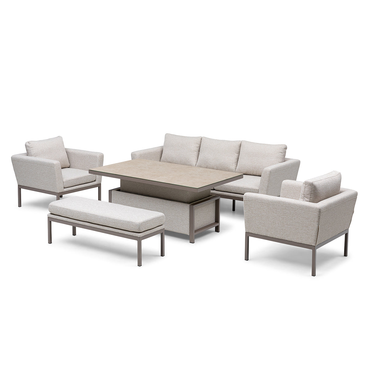 Pulse 3 Seater Sofa Set with Rising Table - Latte