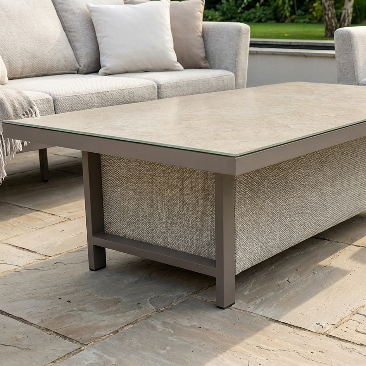 Pulse Rectangular Corner Dining Set with Rising Table - Latte