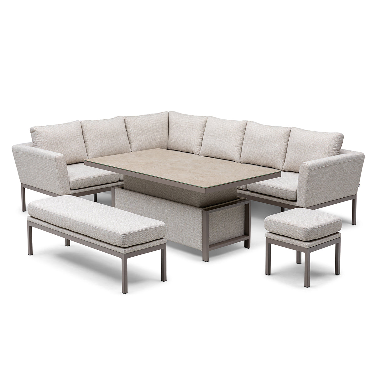 Pulse Rectangular Corner Dining Set with Rising Table - Latte