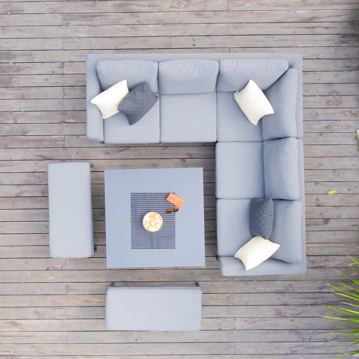 Maze Pulse Flanelle Grey Square Outdoor Corner Sofa Dining Set with Rising Table | 8-10 Seater