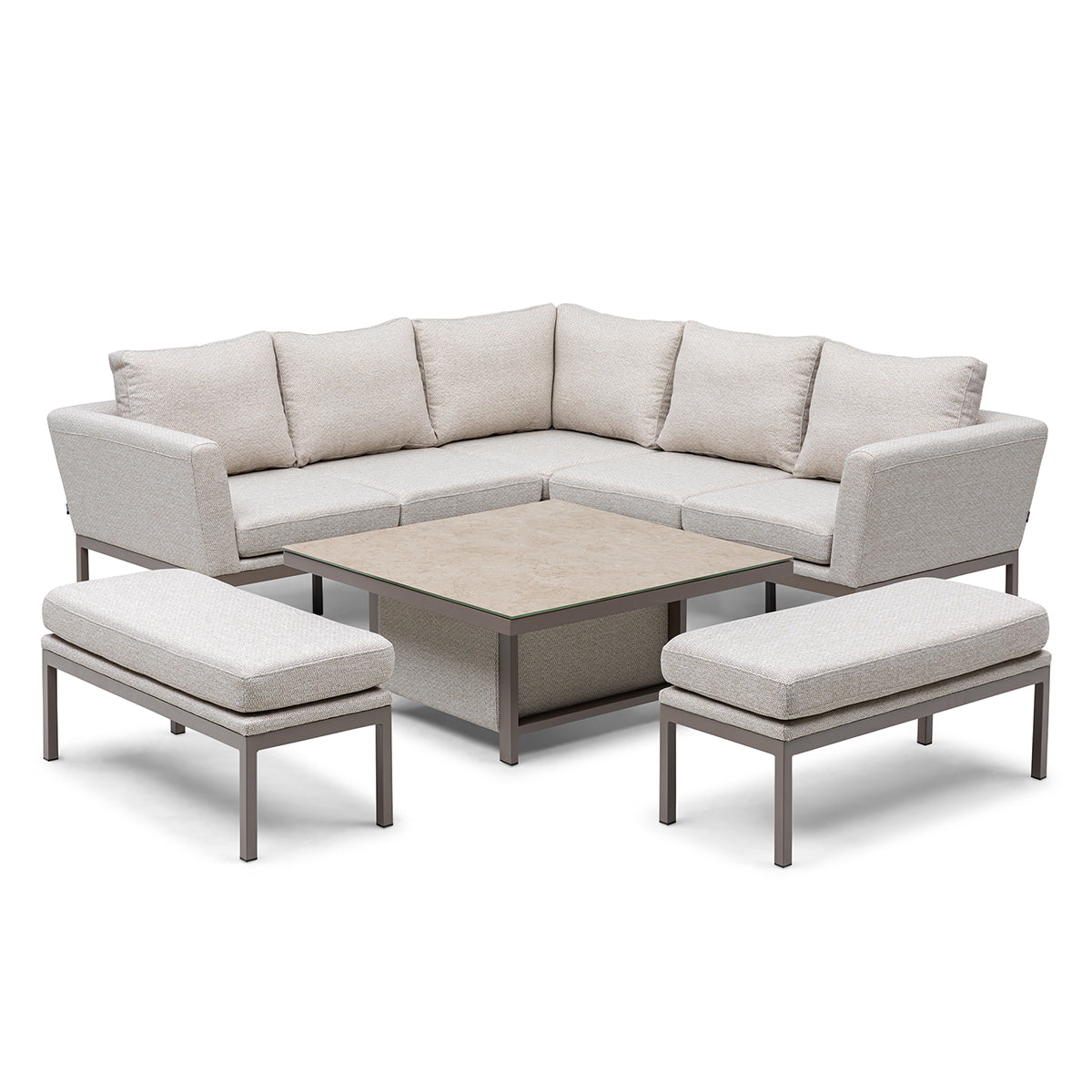 Pulse Square Corner Dining Set with Rising Table - Latte