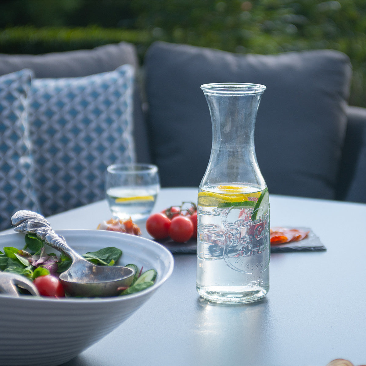 Maze Pulse Flanelle Grey Square Outdoor U Shape Sofa Dining Set with Rising Table | 8-10 Seater