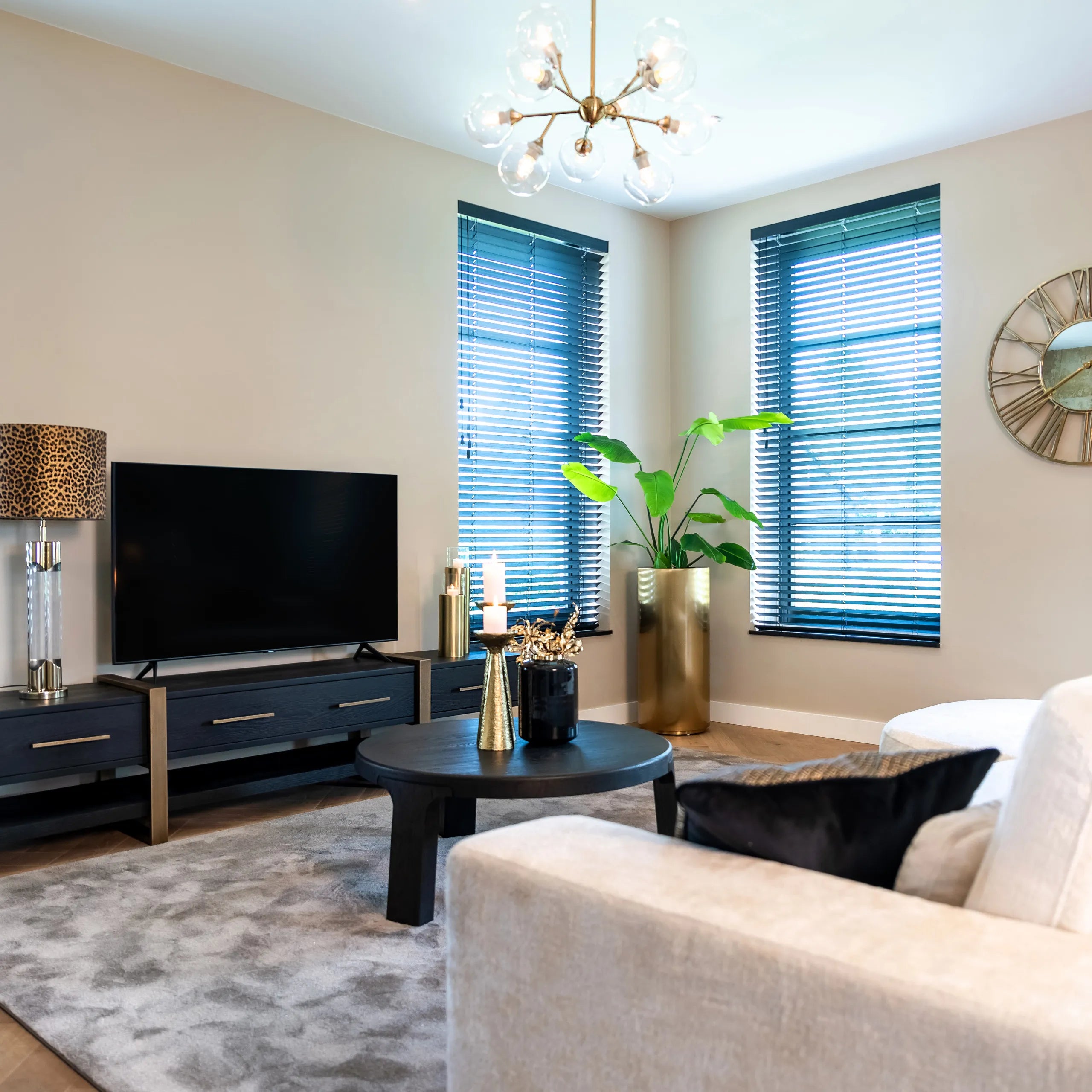 Richmond Interiors Cambon Bronze & Black Oak Wood TV Unit | 3 Drawers