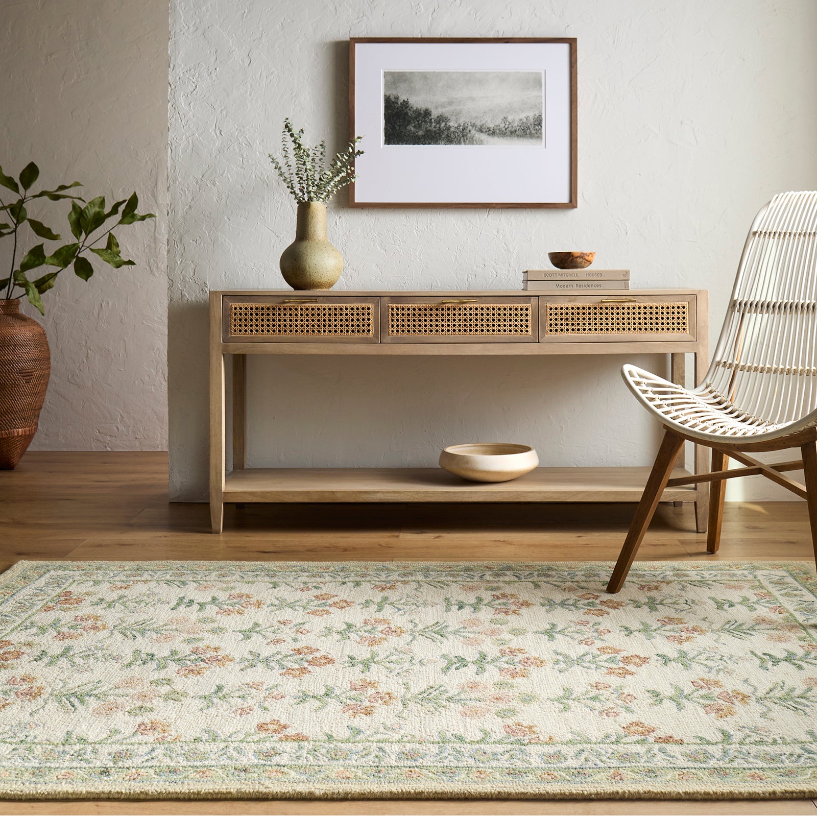Fairfax Global Wool Global Green & Ivory Rug 153x219cm - styled detail