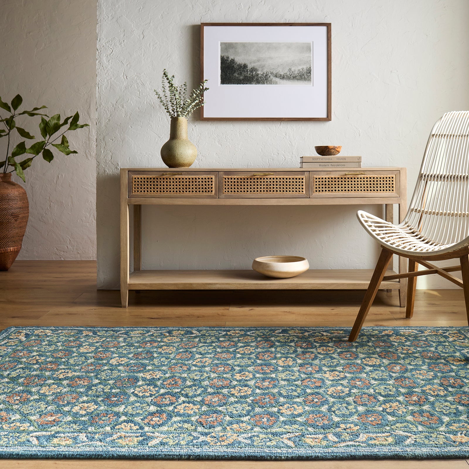 Fairfax Global Wool Global Blue & Cerulean Rug 153x219cm - styled detail