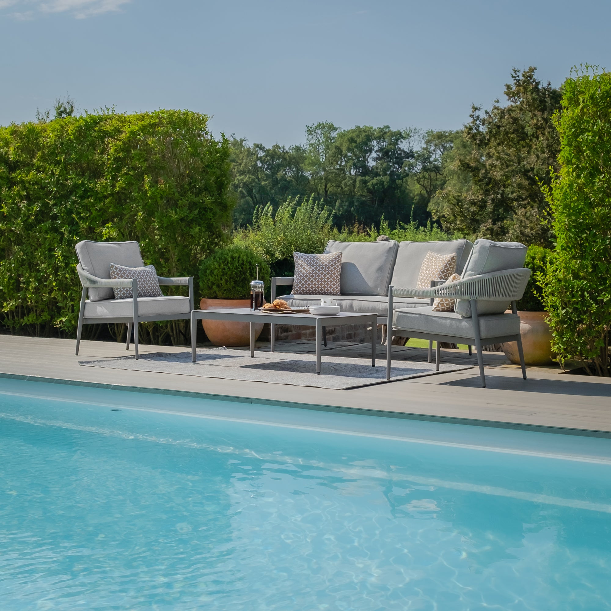 Florence Grey Cool Linen Outdoor Sofa Set | 2 Seater