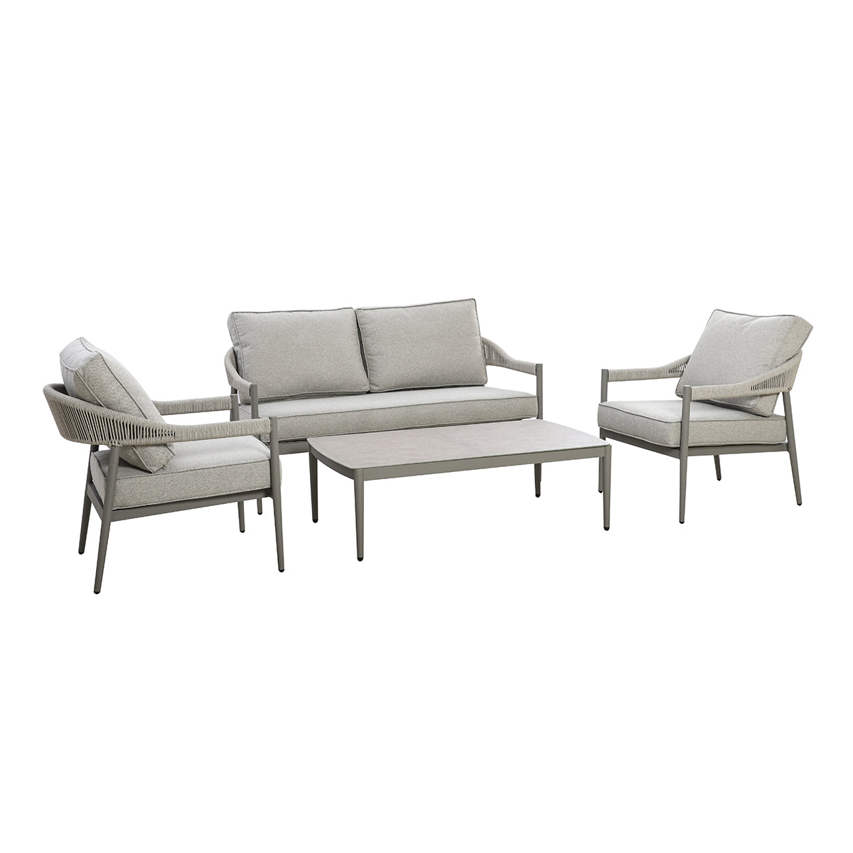 Florence Grey Cool Linen Outdoor Sofa Set | 2 Seater