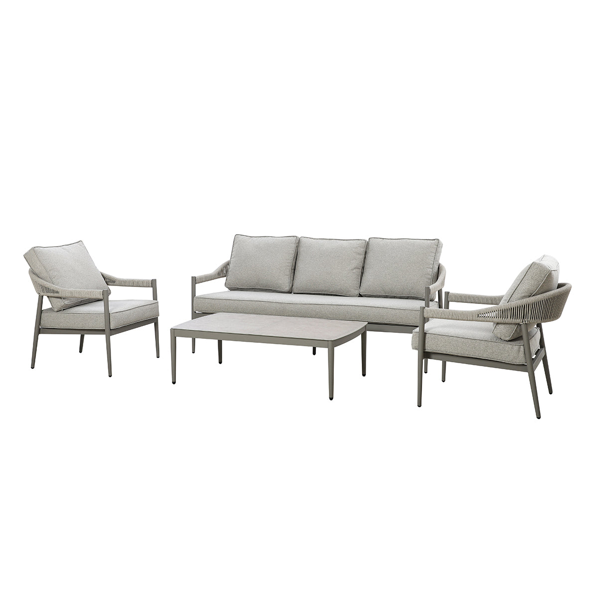 Florence Grey Cool Linen Outdoor Sofa Set | 3 Seater