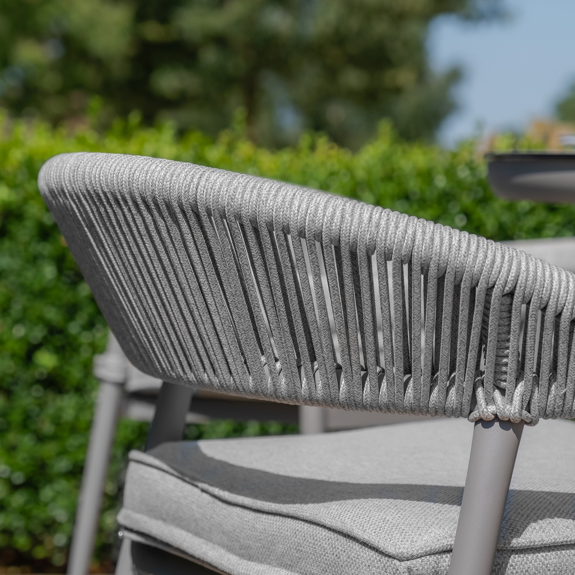 Florence Grey Cool Linen Round Outdoor Dining Set with Lazy Susan | 4 Seater
