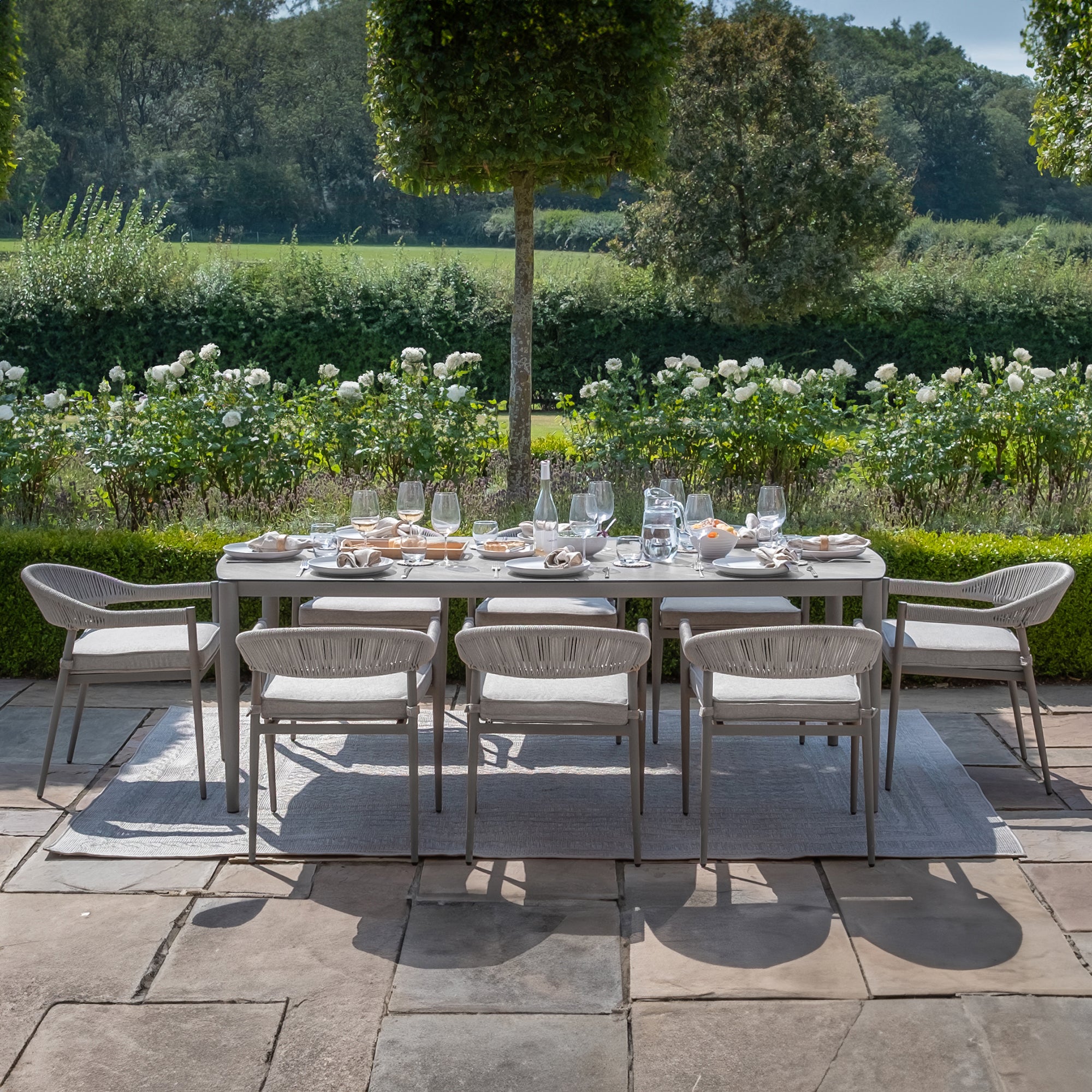 Florence 8 Seater Rectangular Dining Set - Cool Linen