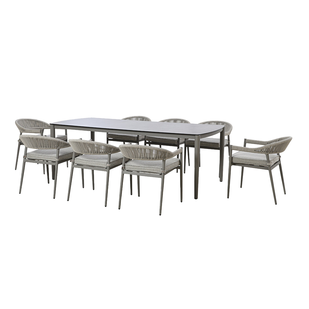 Florence 8 Seater Rectangular Dining Set - Cool Linen