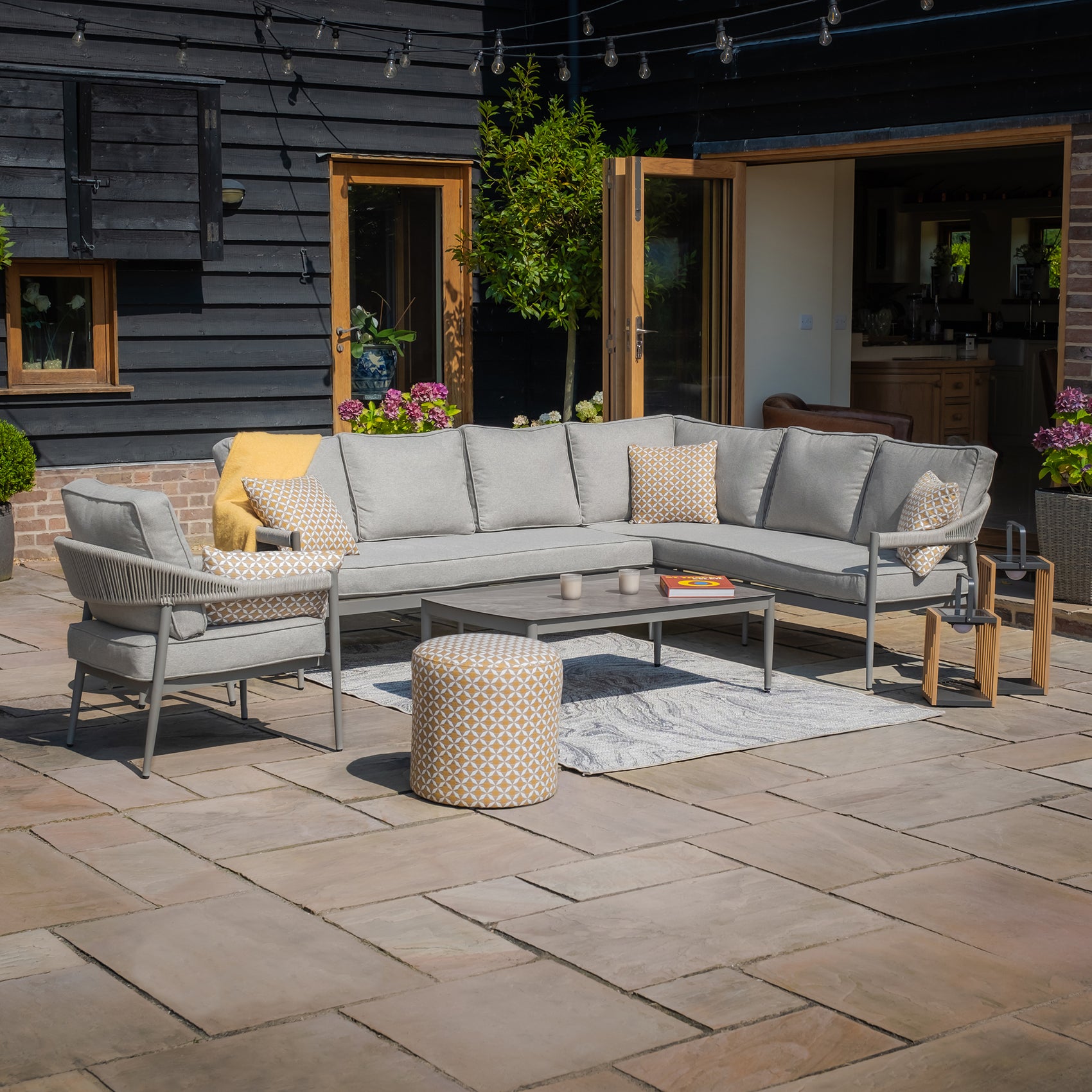 Florence Large Corner Sofa Set with Armchair - Cool Linen