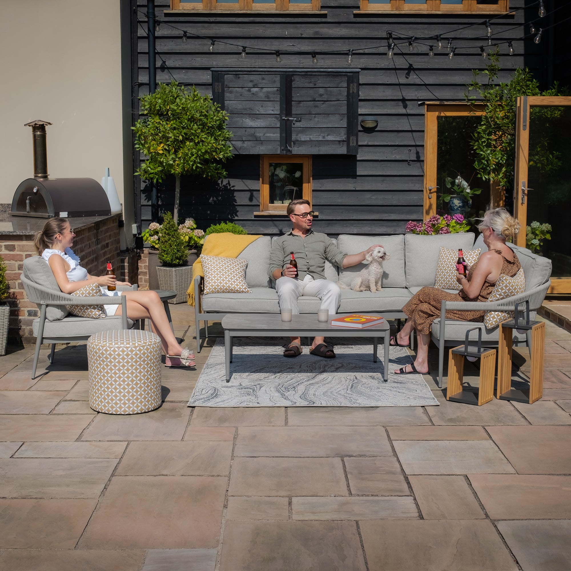 Florence Large Corner Sofa Set with Armchair - Cool Linen