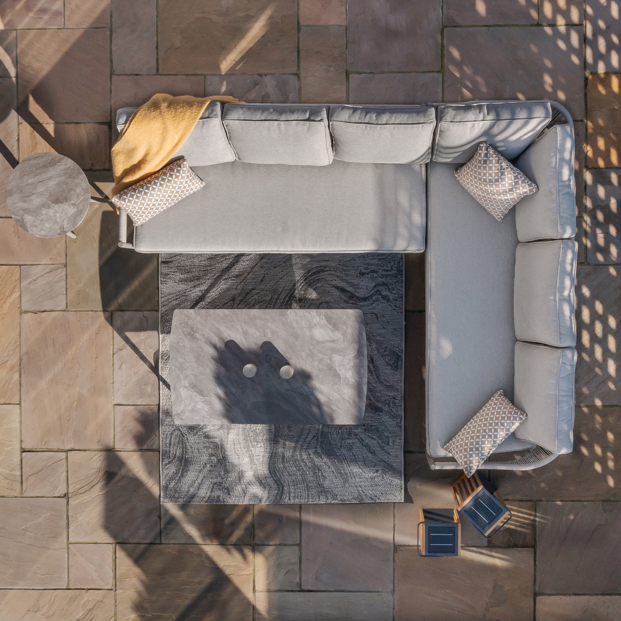 Florence Grey Cool Linen Outdoor Corner Sofa Set Large