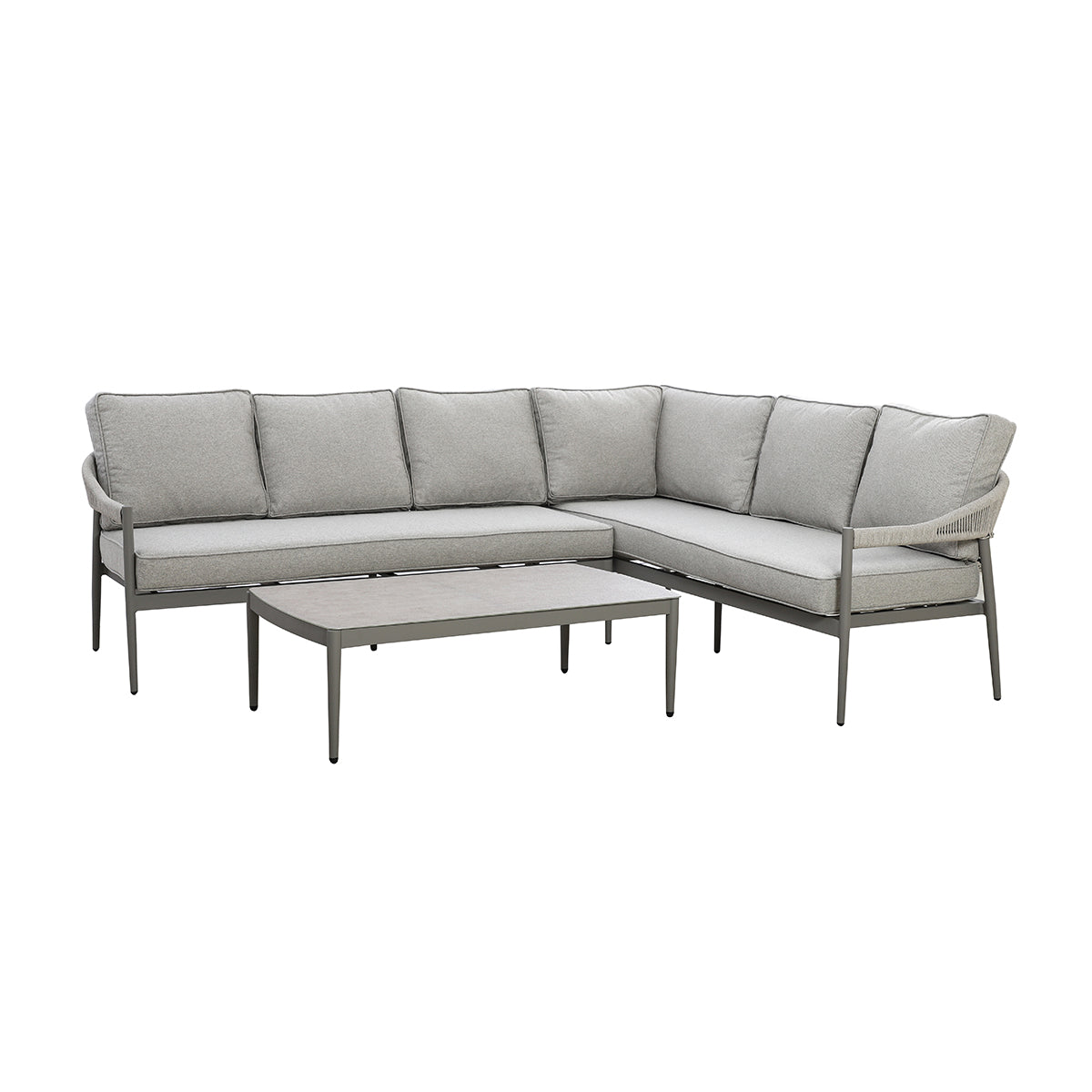 Florence Grey Cool Linen Outdoor Corner Sofa Set Large