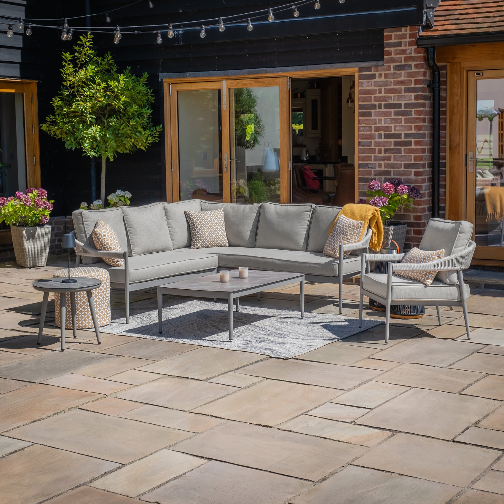 Florence Small Corner Sofa Set with Armchair - Cool Linen