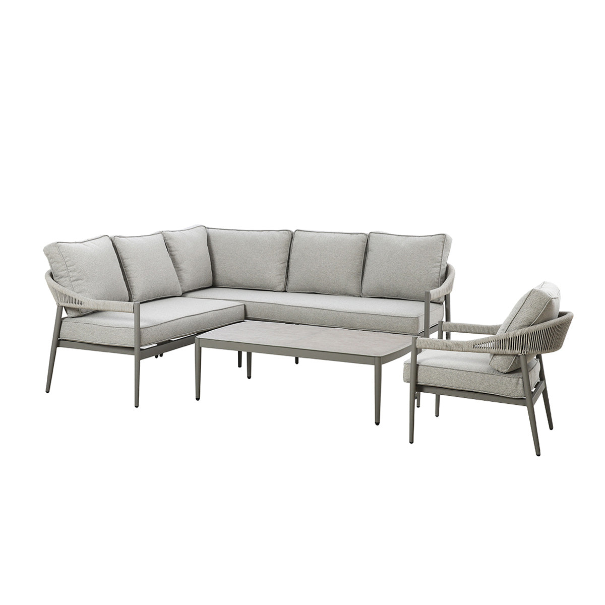 Florence Small Corner Sofa Set with Armchair - Cool Linen