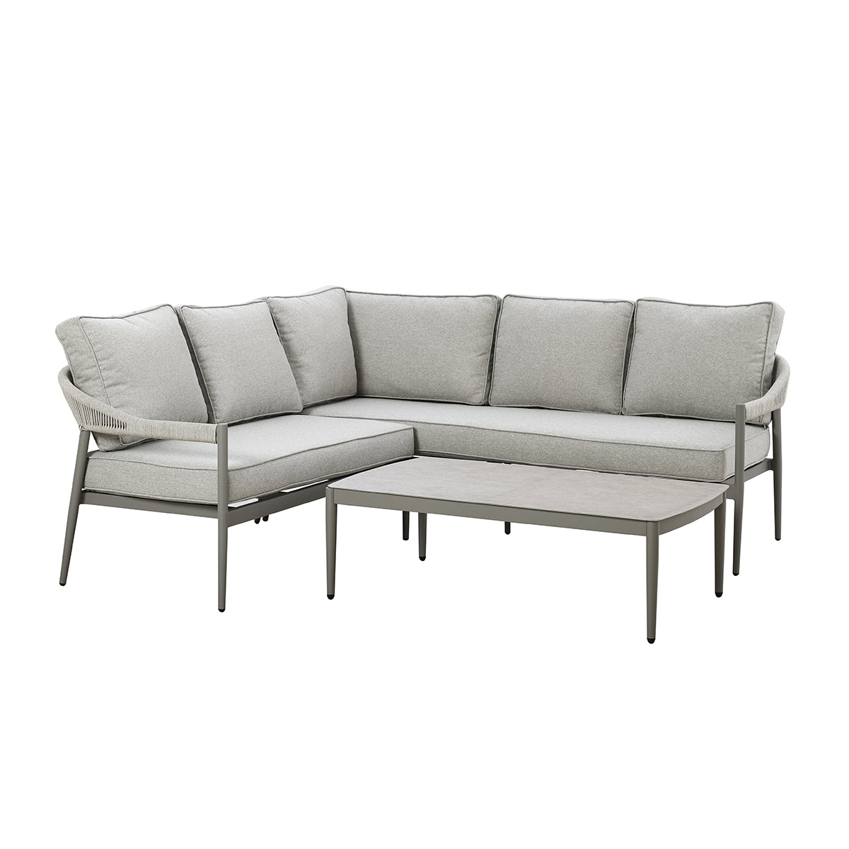 Florence Grey Cool Linen Outdoor Corner Sofa Set Small