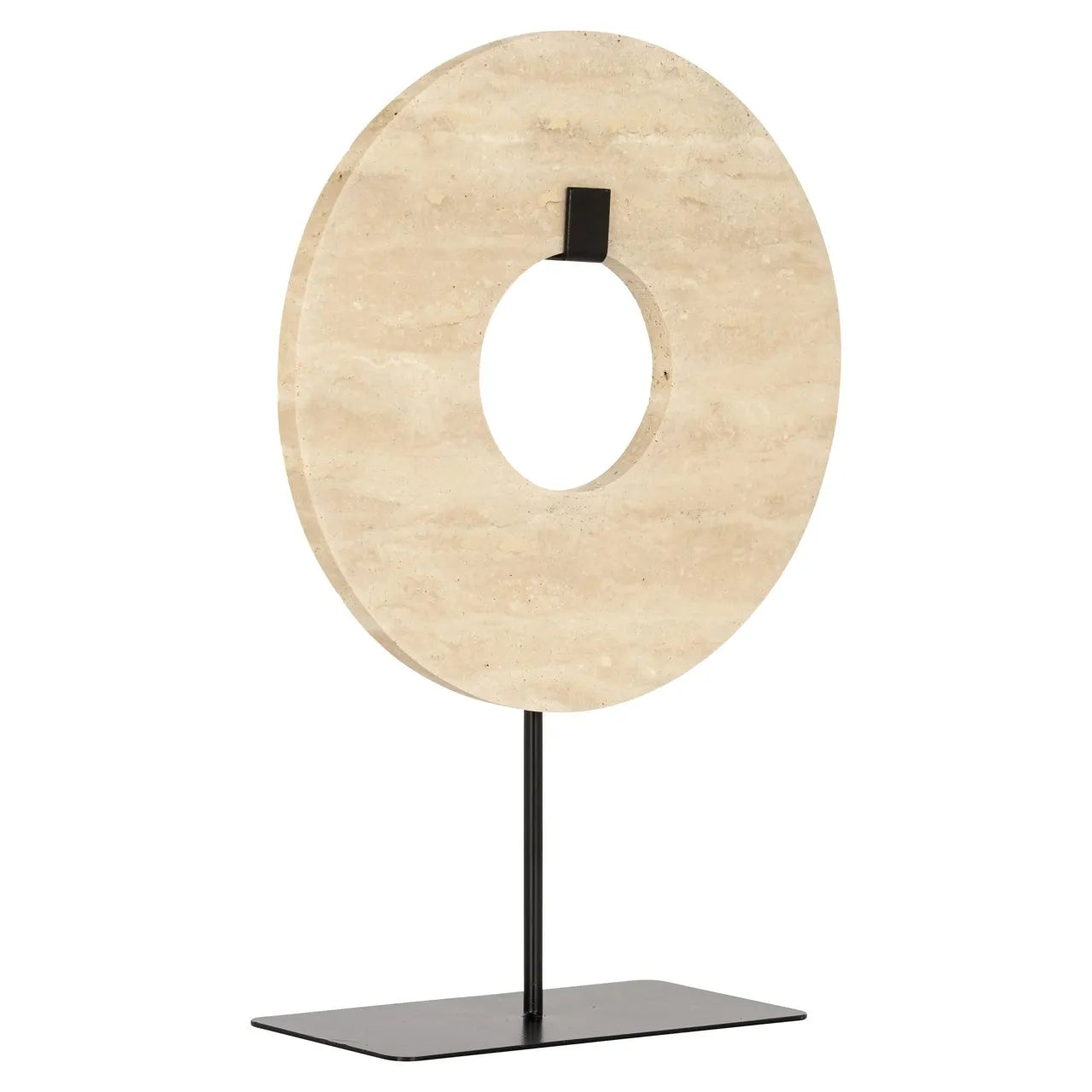 Richmond Interiors Manou Beige Travertine Donut Ornament Stand Small