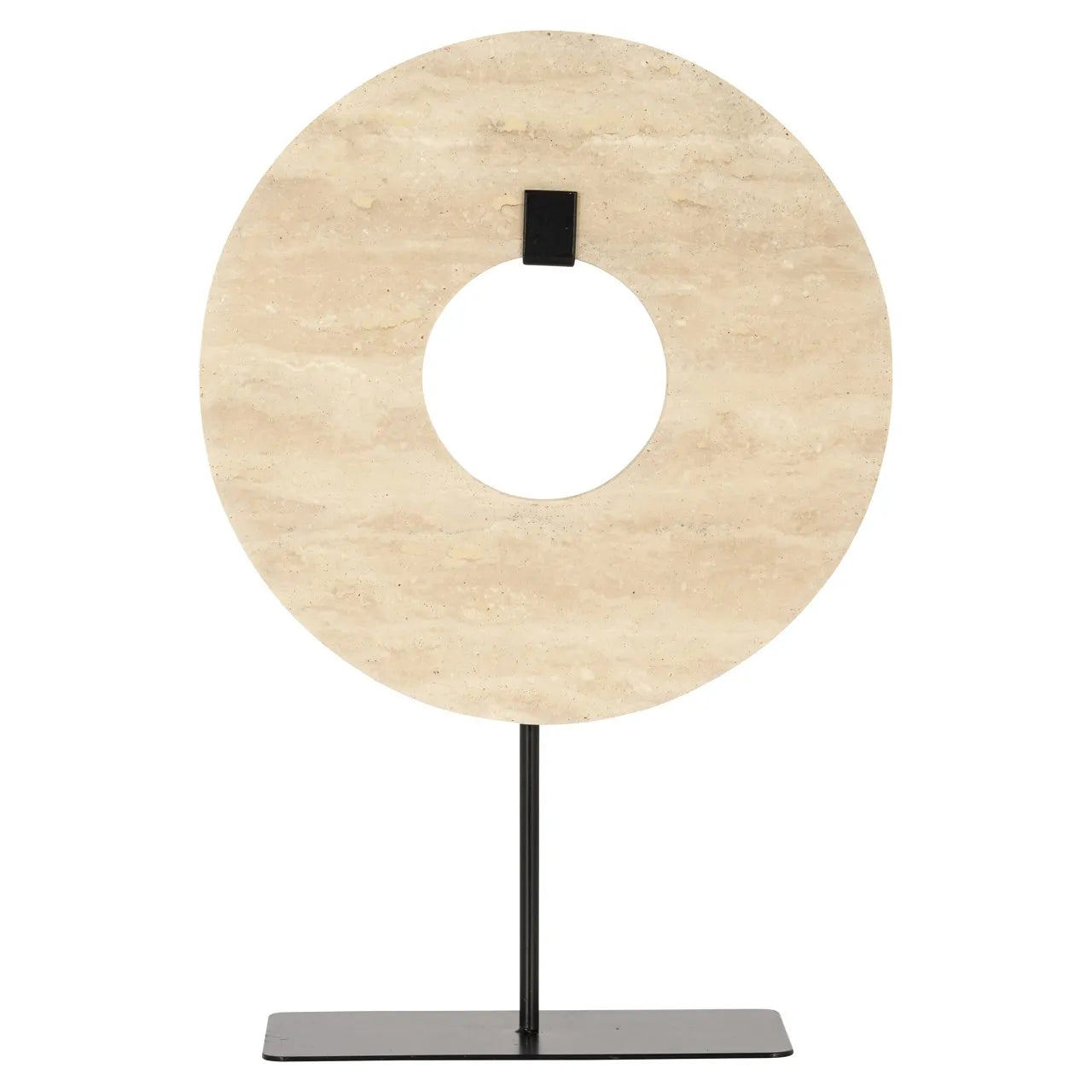 Richmond Interiors Manou Beige Travertine Donut Ornament Stand Small