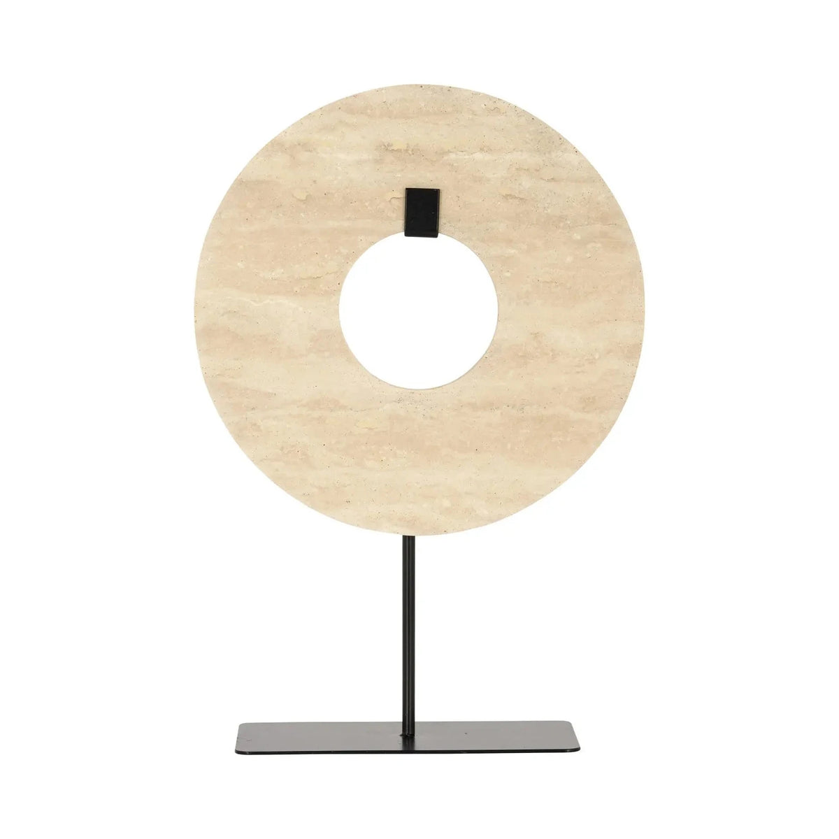 Richmond Interiors Manou Beige Travertine Donut Ornament Stand Small
