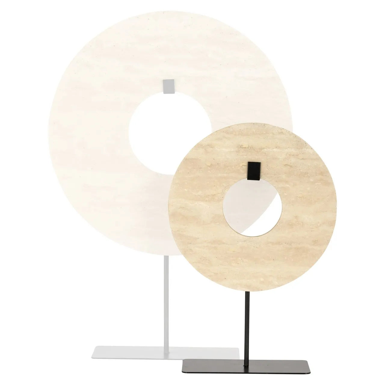 Richmond Interiors Manou Beige Travertine Donut Ornament Stand Small