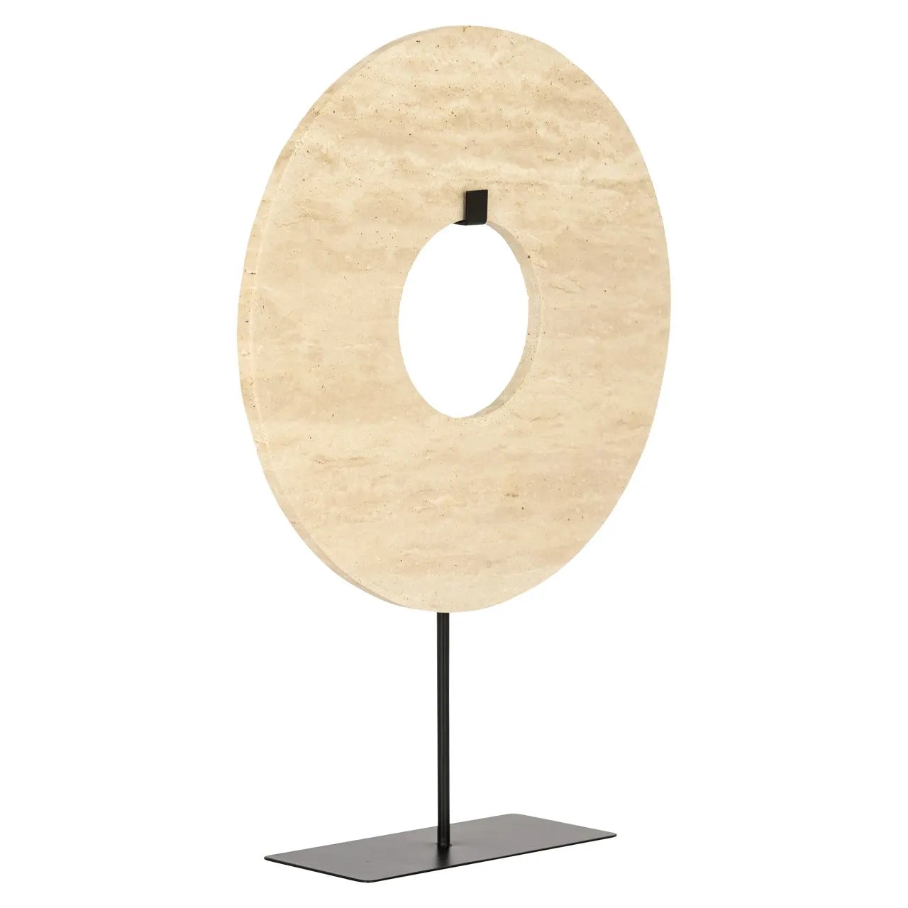 Richmond Interiors Manou Beige Travertine Donut Ornament Stand Large