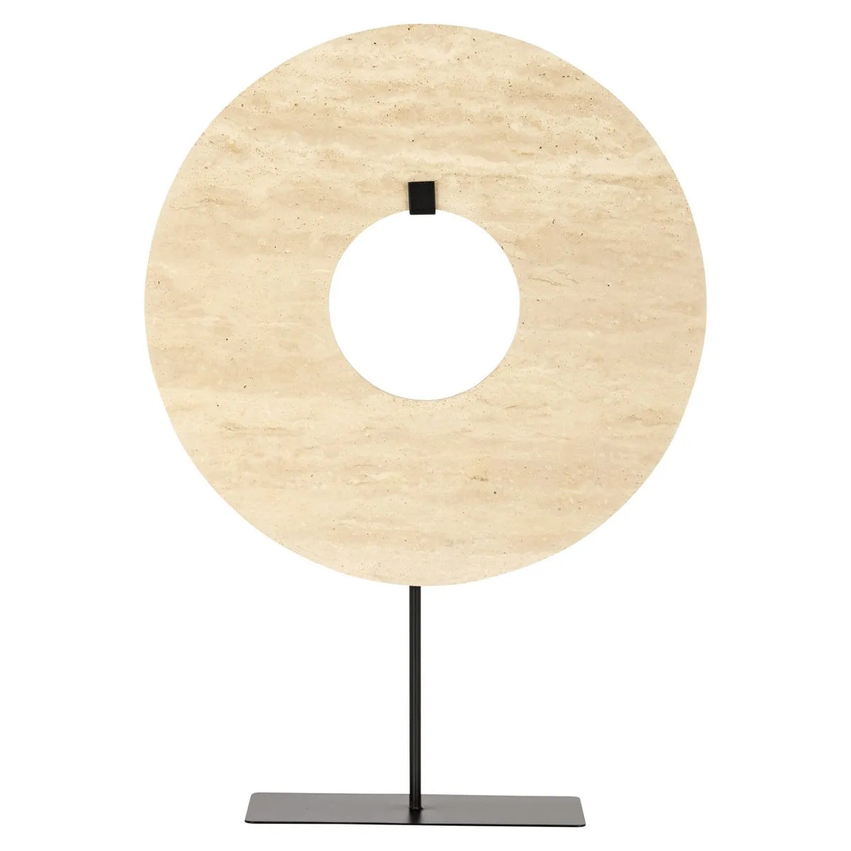 Richmond Interiors Manou Beige Travertine Donut Ornament Stand Large