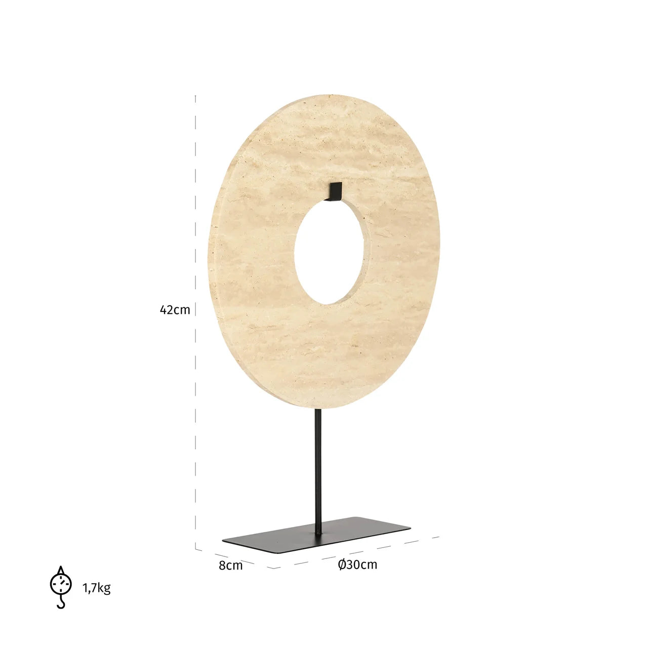 Richmond Interiors Manou Beige Travertine Donut Ornament Stand Large