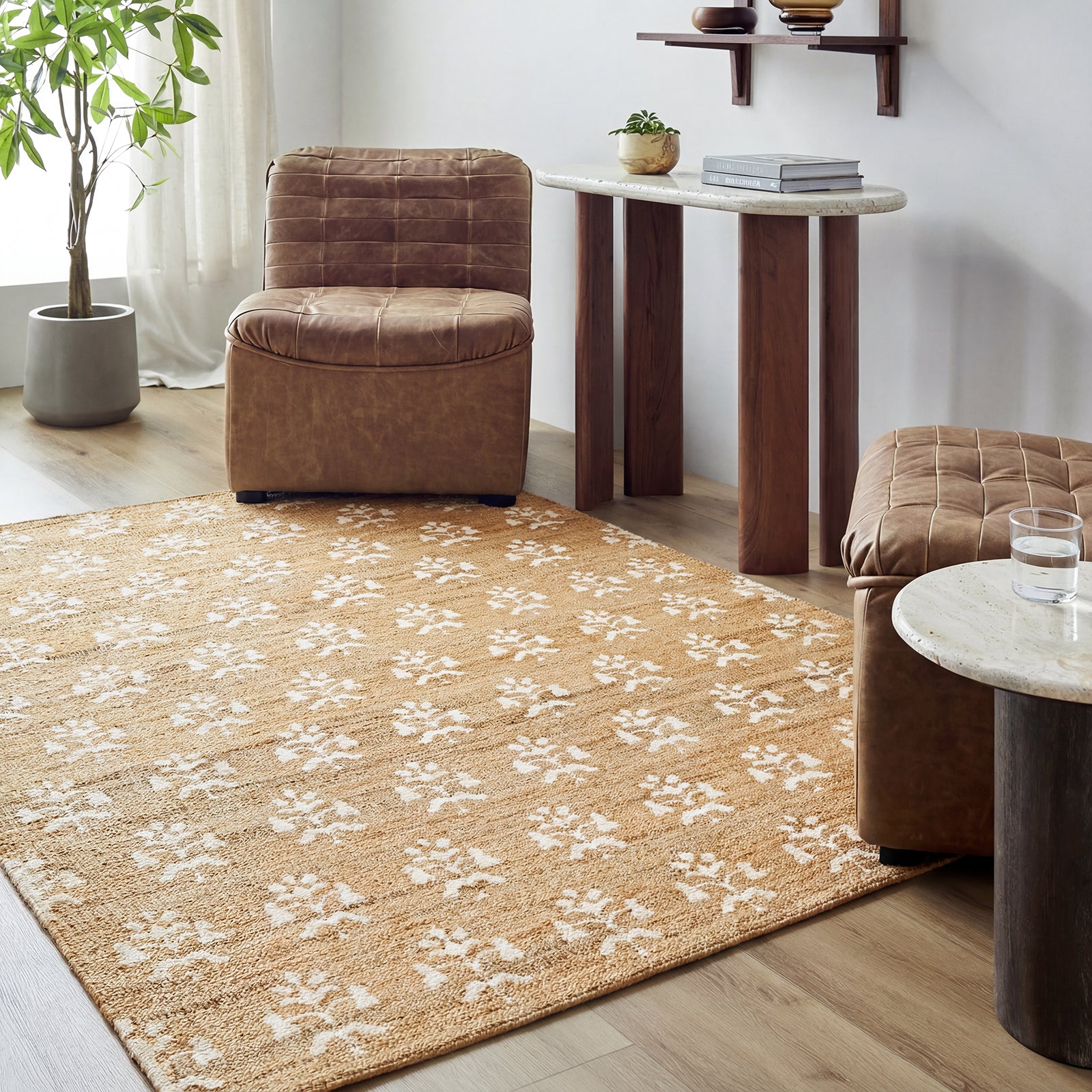 Fiorina Modern Jute Wool Modern Beige & Sandstone Rug 200x275cm - room setting