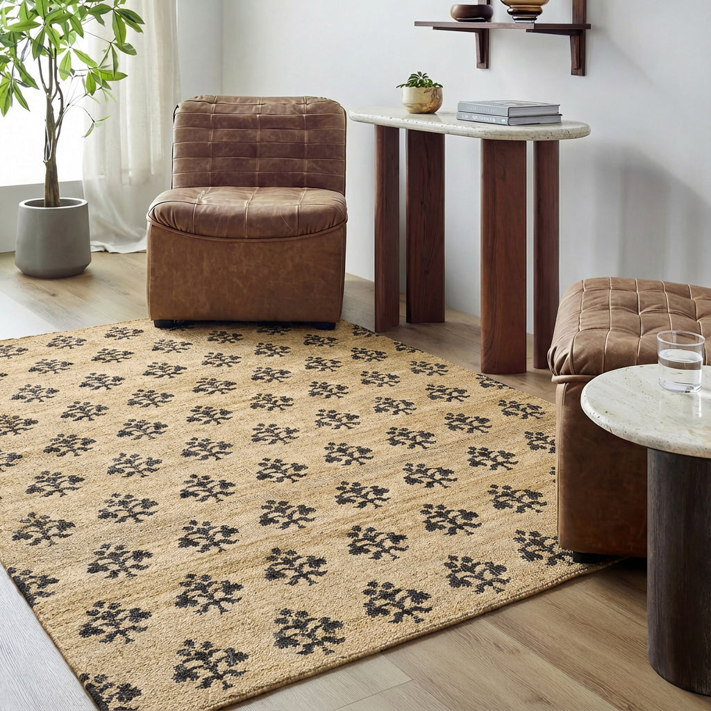 Fiorina Modern Jute Wool Modern Grey & Beige Rug 153x219cm - room setting