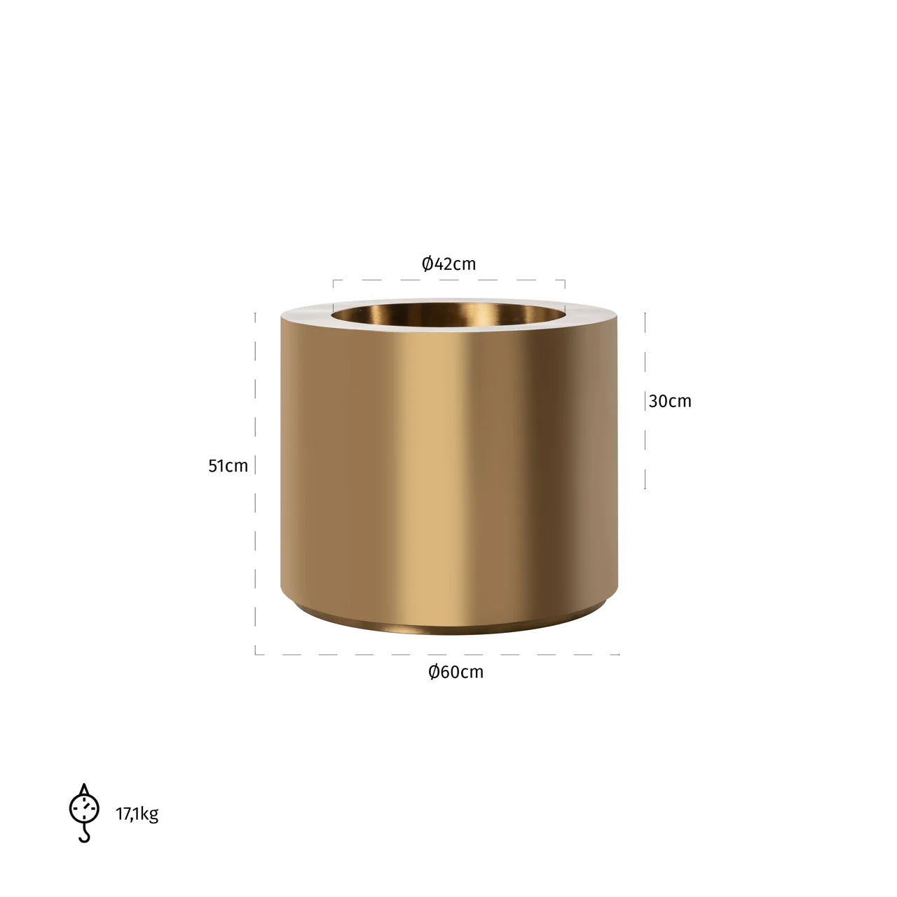 Richmond Interiors Donna Brushed Gold Flower Pot Small