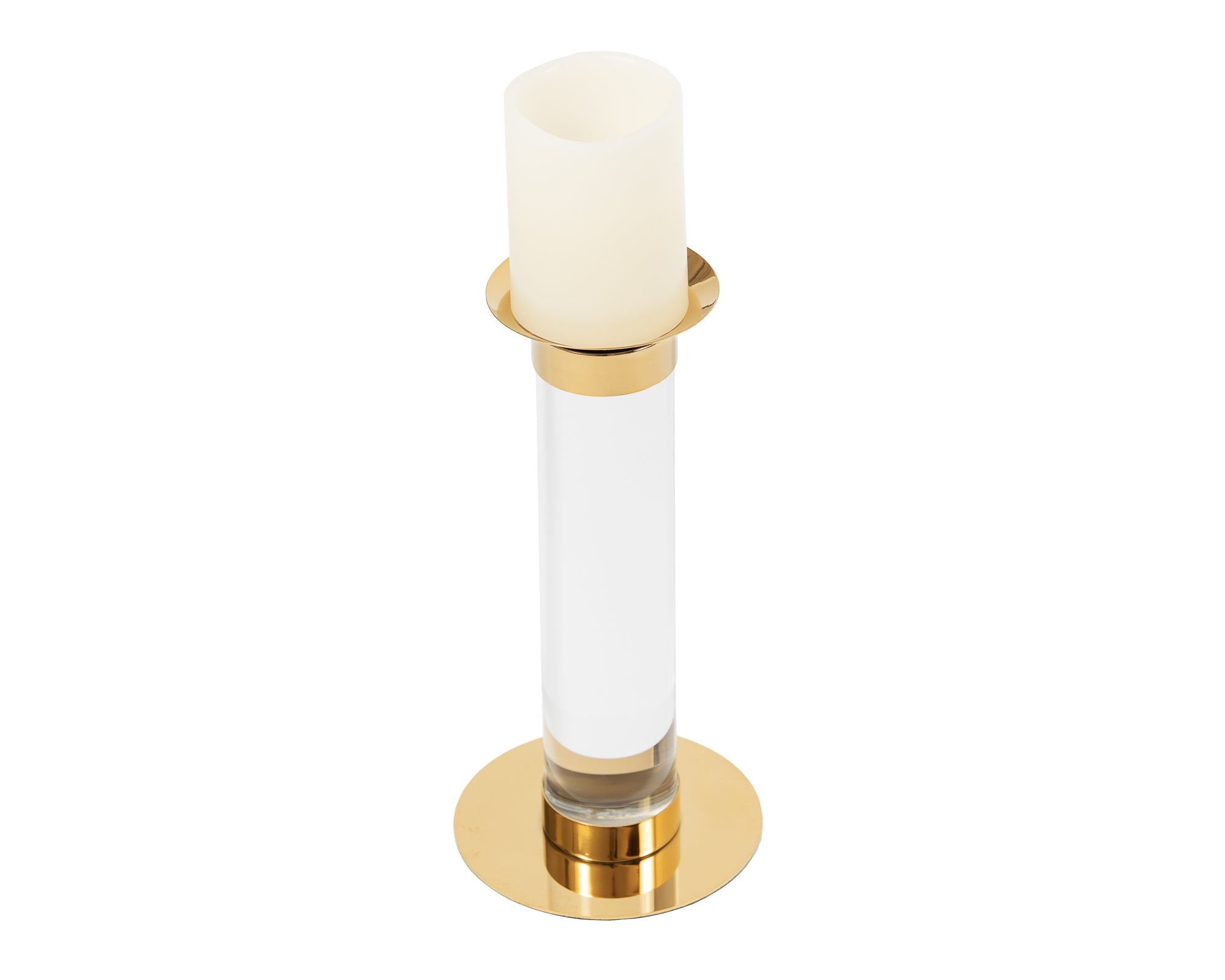 Pillar Candle Holder Large - Polished Bras