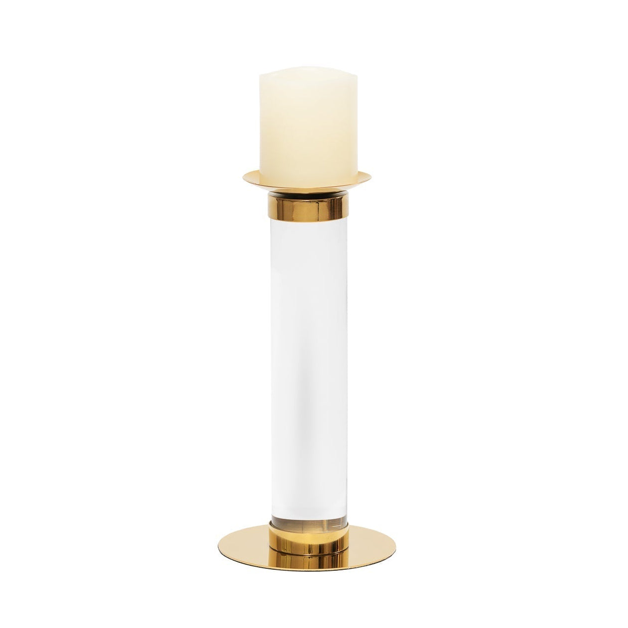 Pillar Polished Brass Candle Holder Small