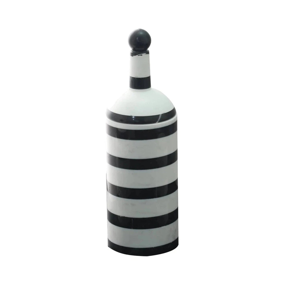 Albion I Large Black & White Striped Marble Jar
