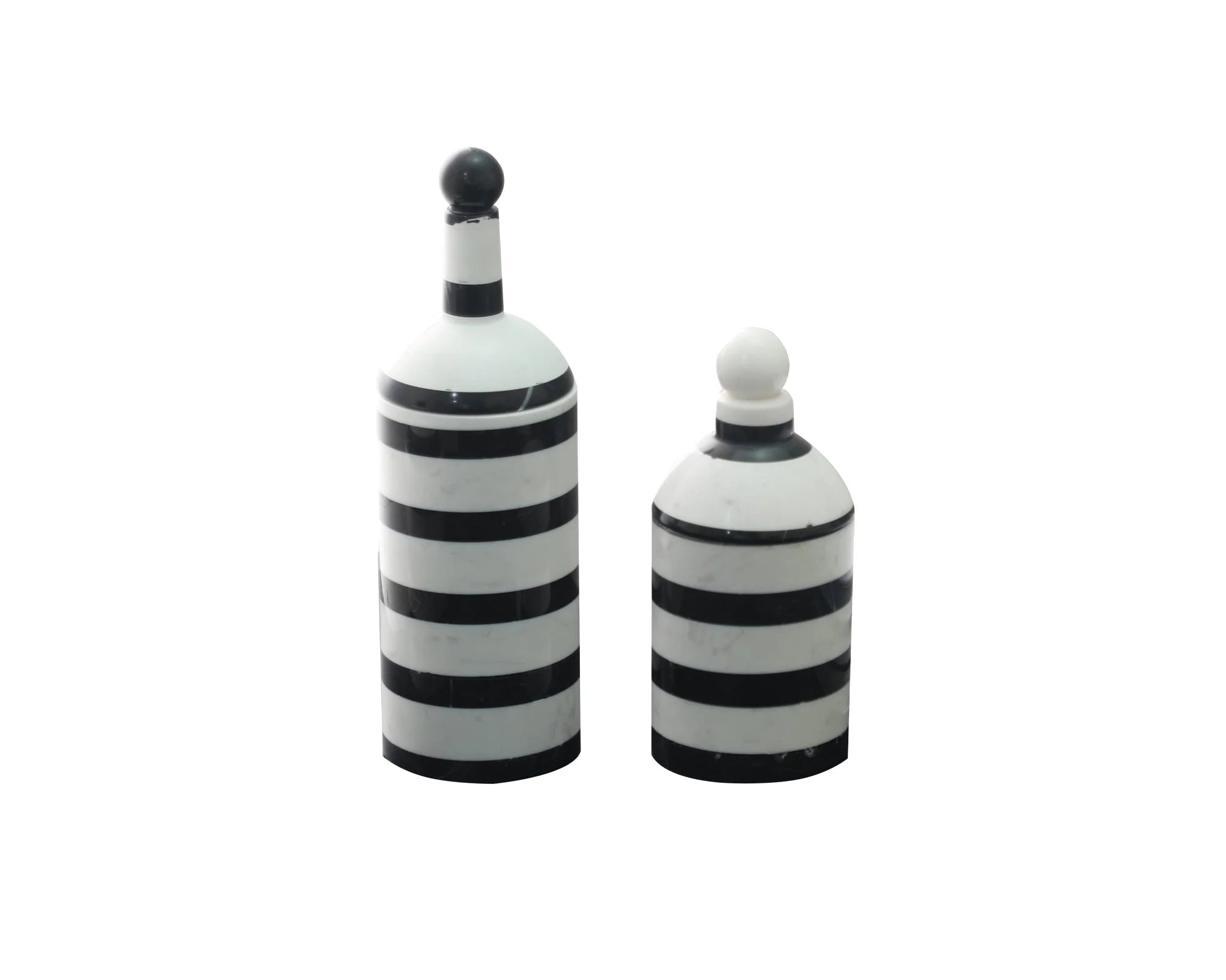 Albion I Large Black & White Striped Marble Jar
