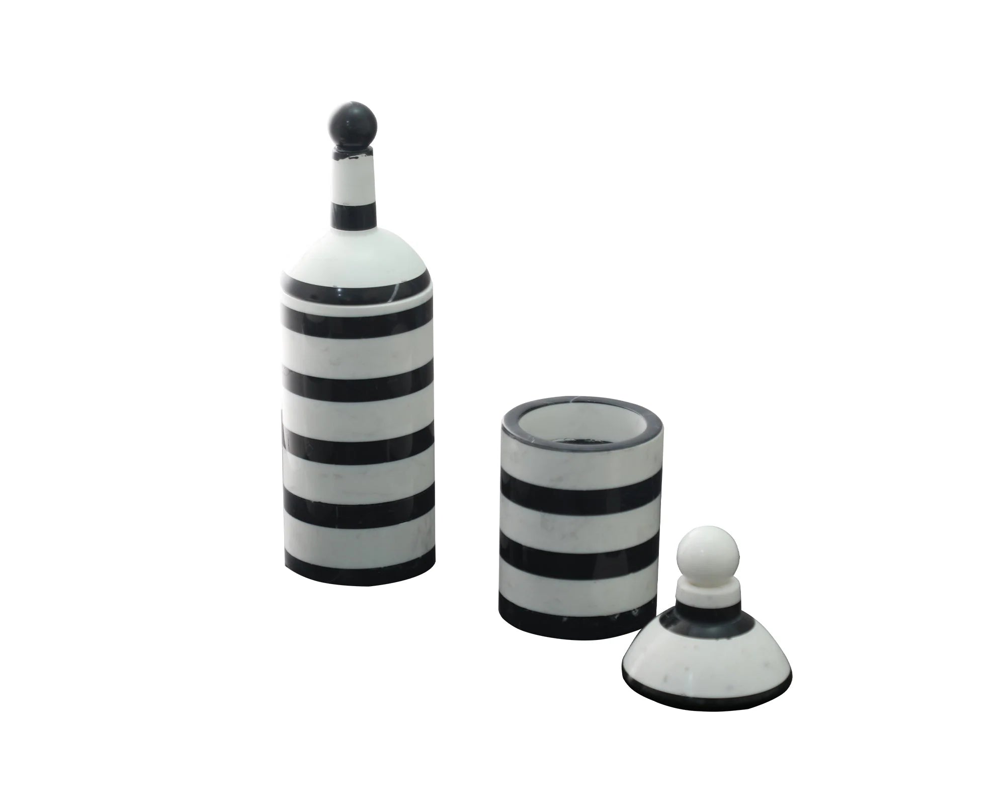 Albion I Large Black & White Striped Marble Jar