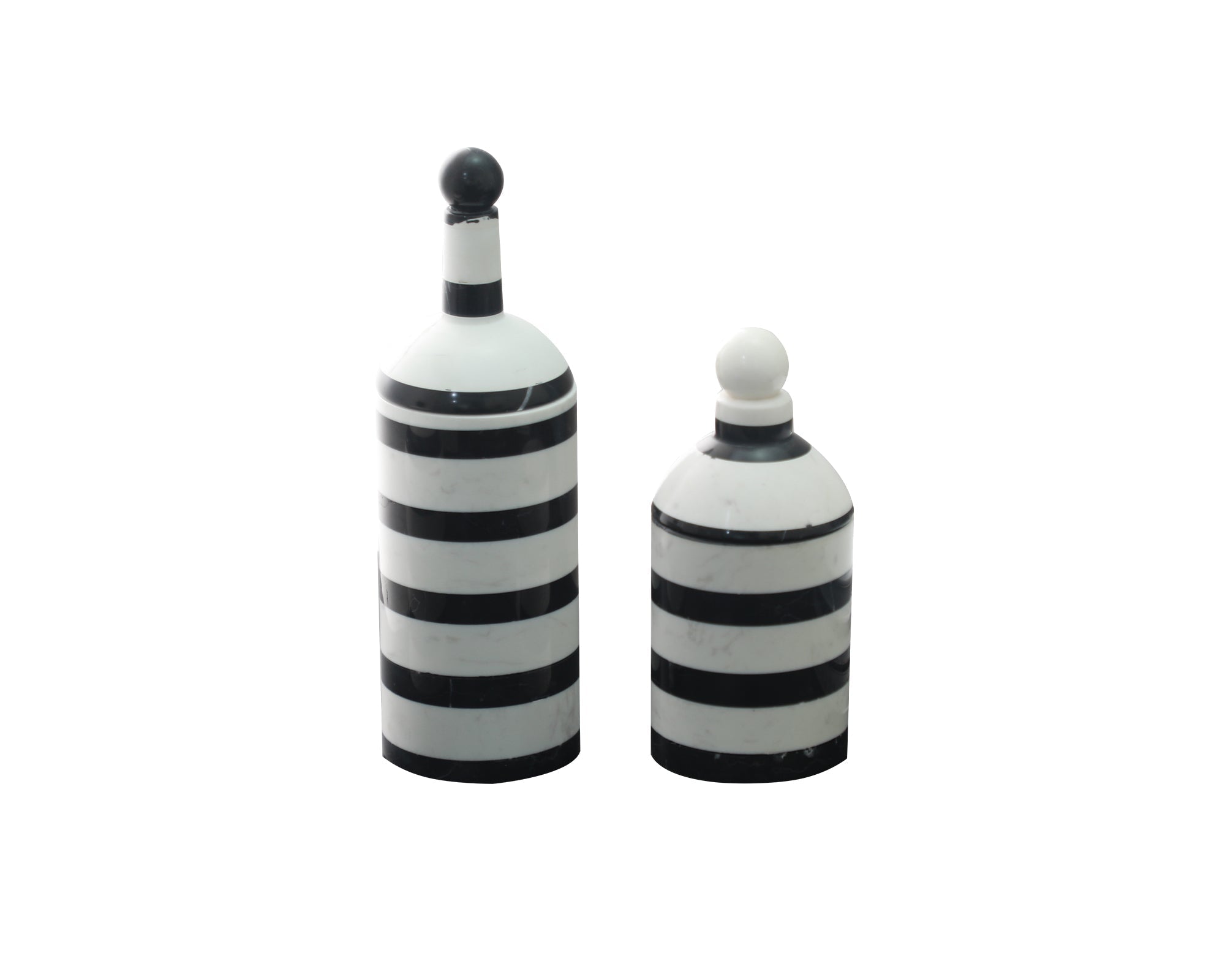 Albion II Small Marble Jar - Black & White