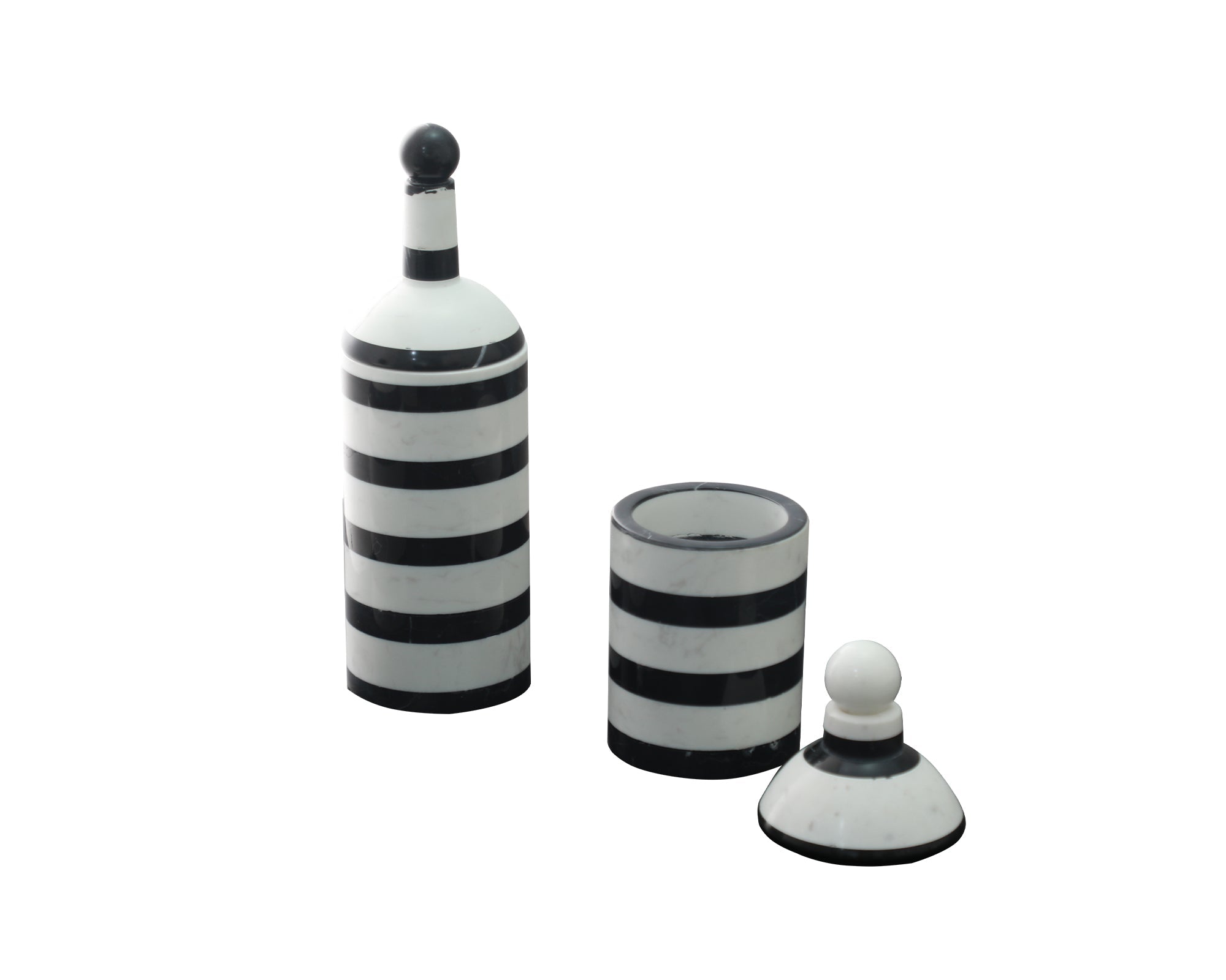 Albion II Small Marble Jar - Black & White