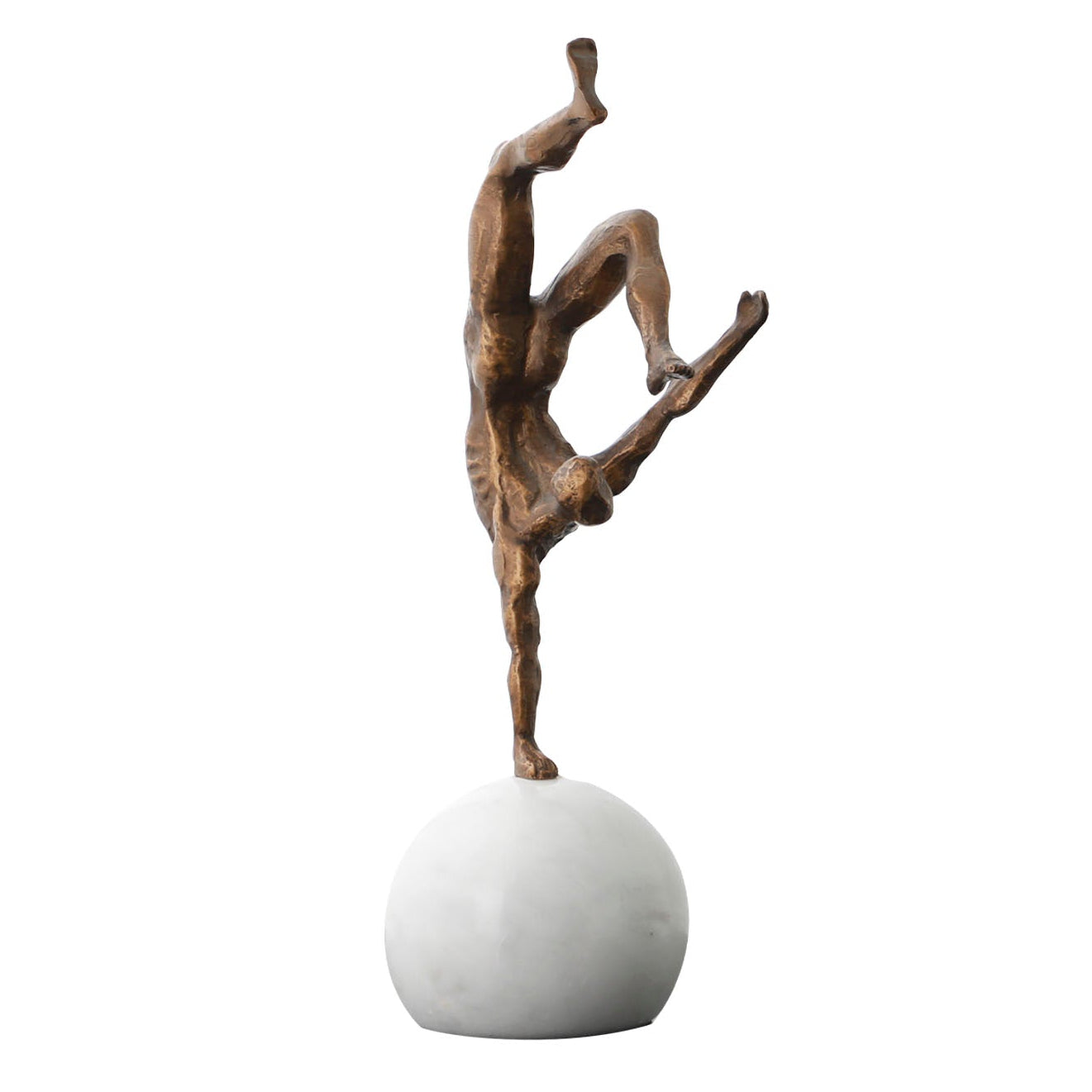 Athletic Bronze & White Marble Sculpture