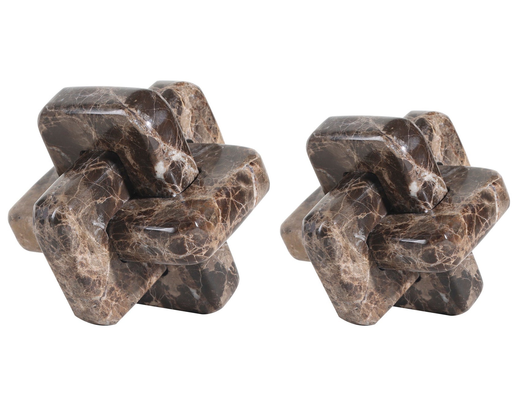 Set of 2 Carlton Sculptures Coffee Marble Ornament