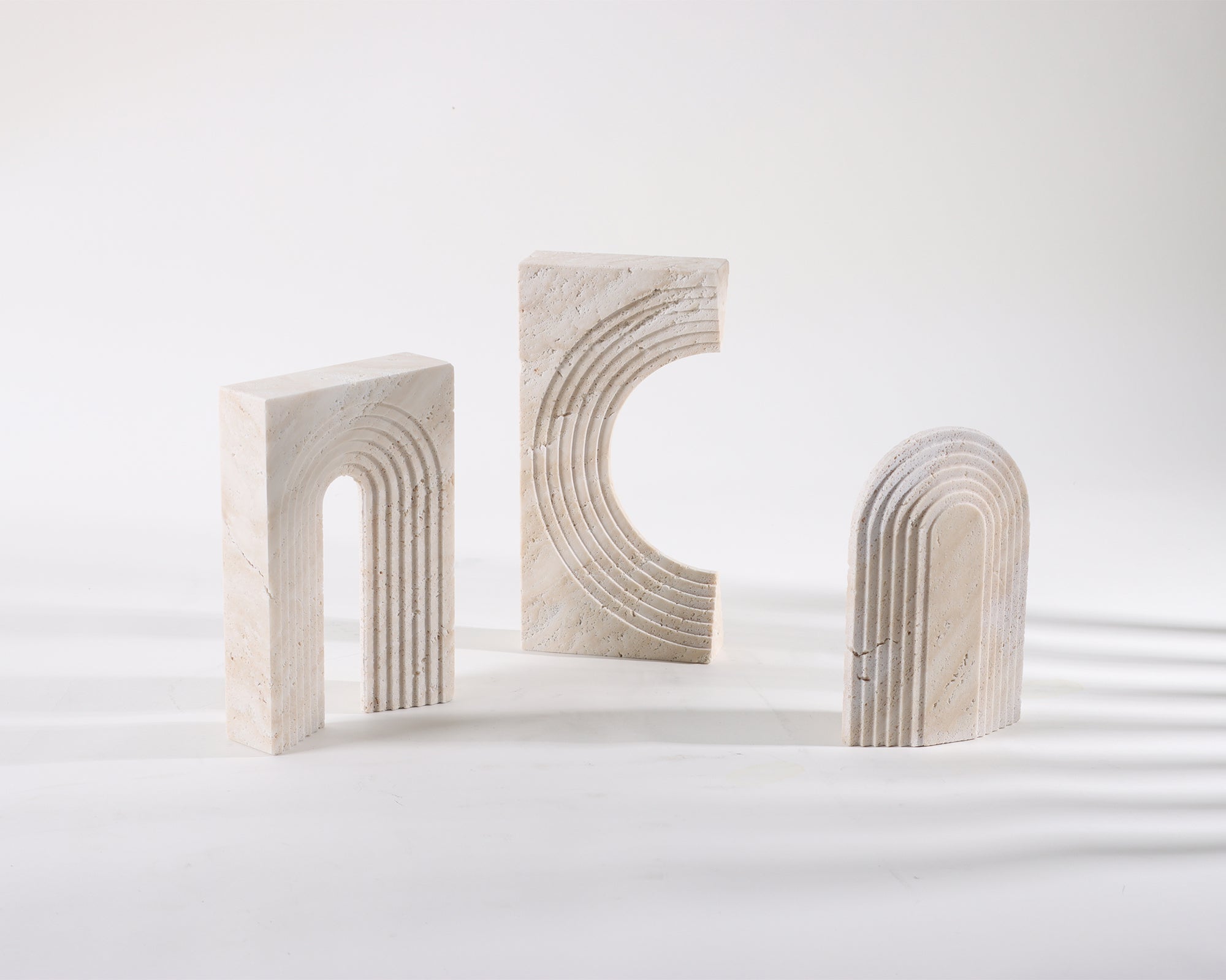 Arch I Travertine Sculpture - Curved