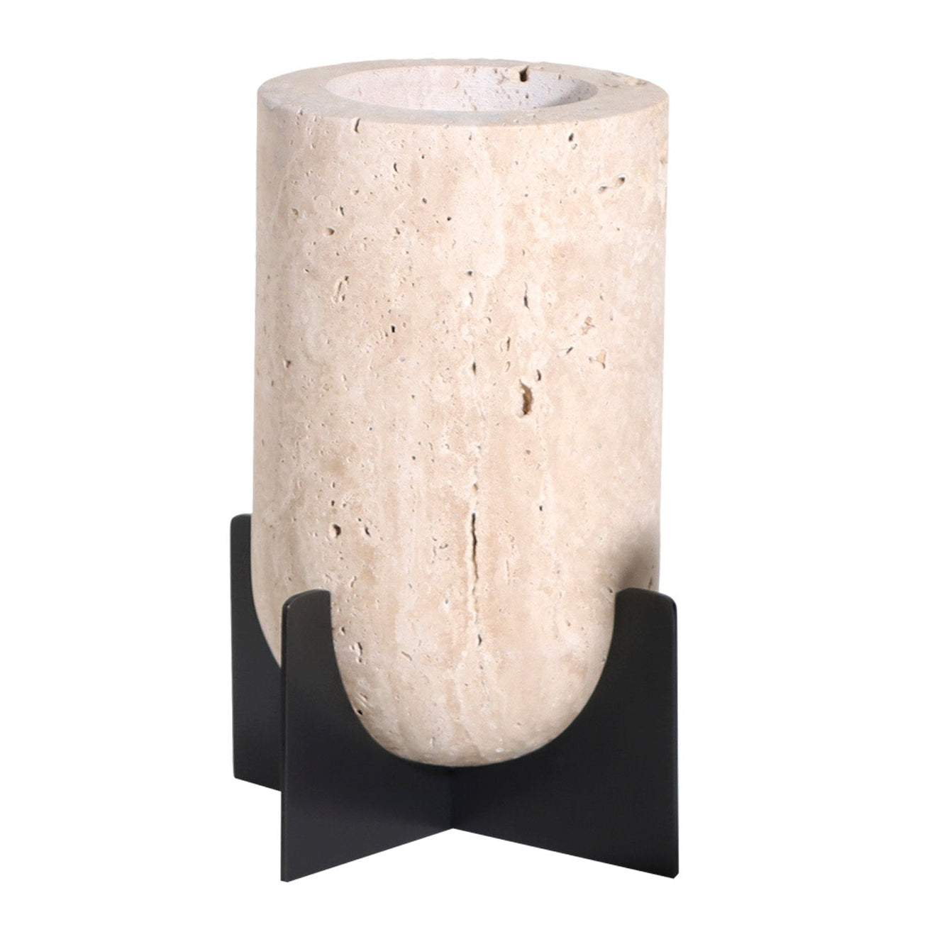 Berkley Beige Travertine Candle Holder Large